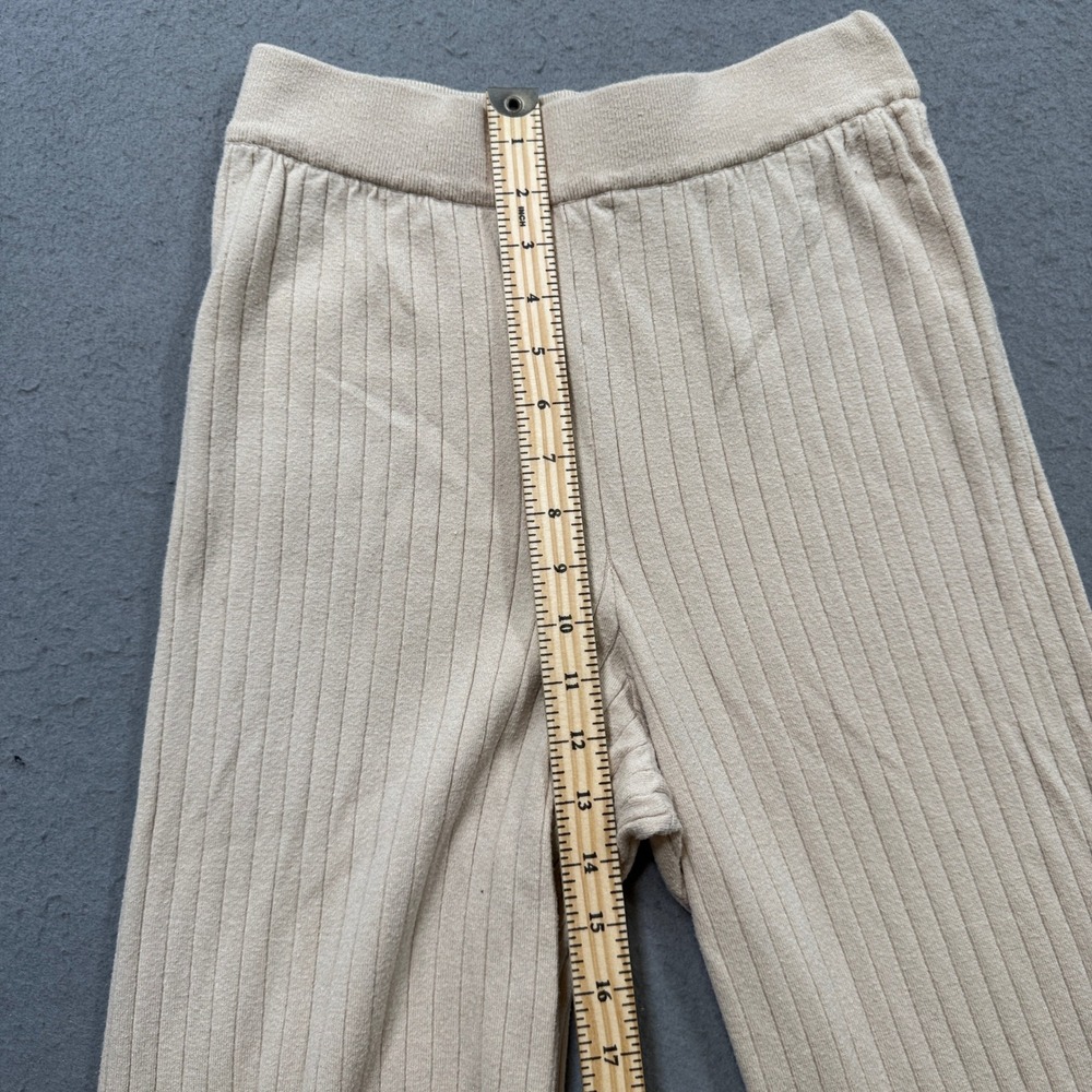 Abercrombie & Fitch Pants‎ Women's M Beige Wide Leg Soft A&F Ribbed Knit Baggy - Picture 6 of 7